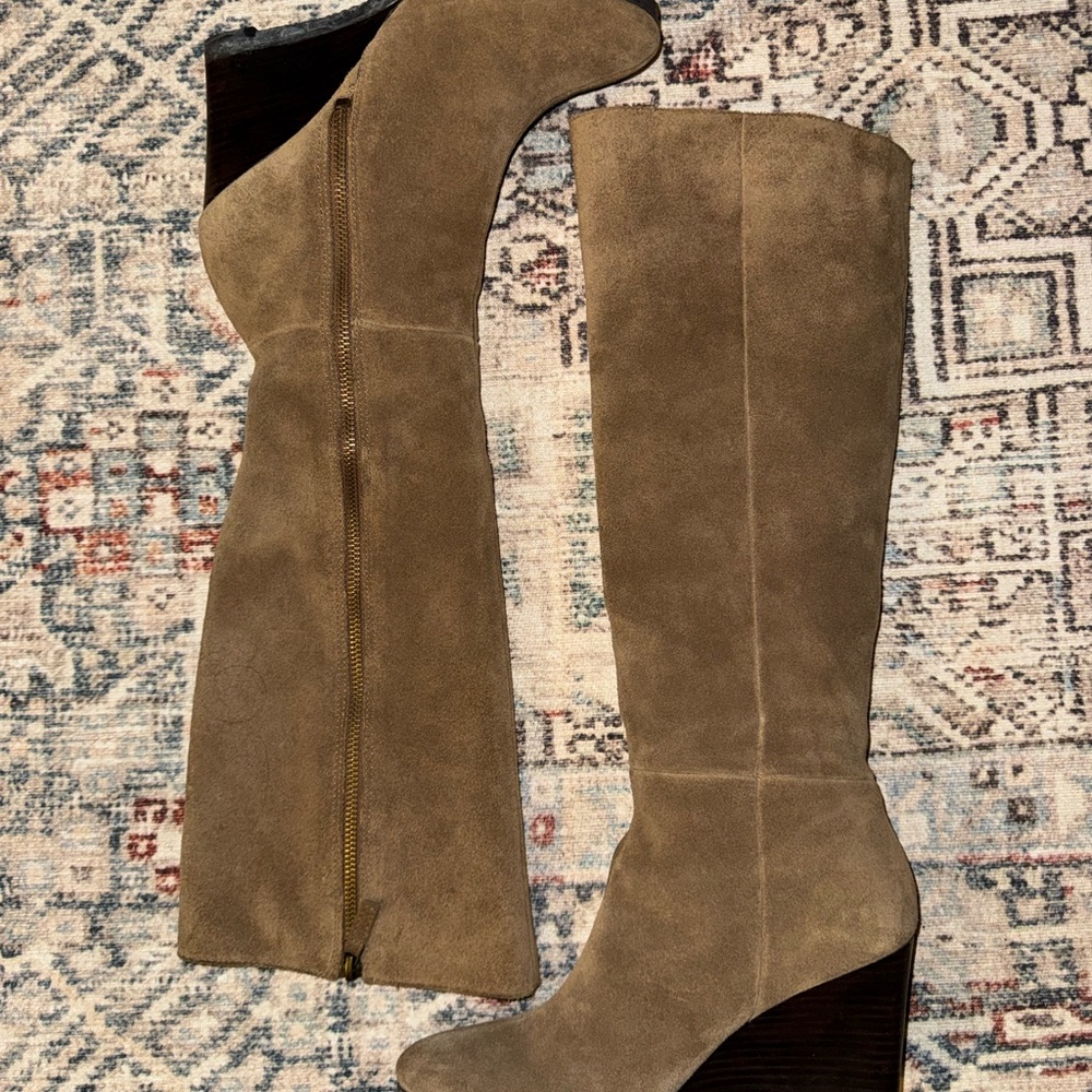 Franco Sarto Osteria Suede Wedge Knee Boots - Picture 2 of 8